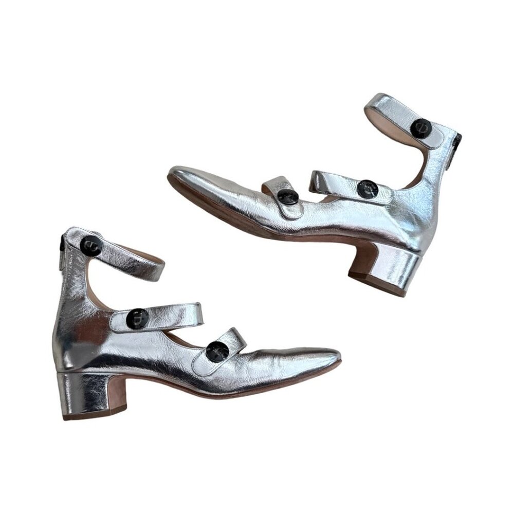 Christian Dior metallic silver mary janes shoes size 38 - Picture 2 of 9